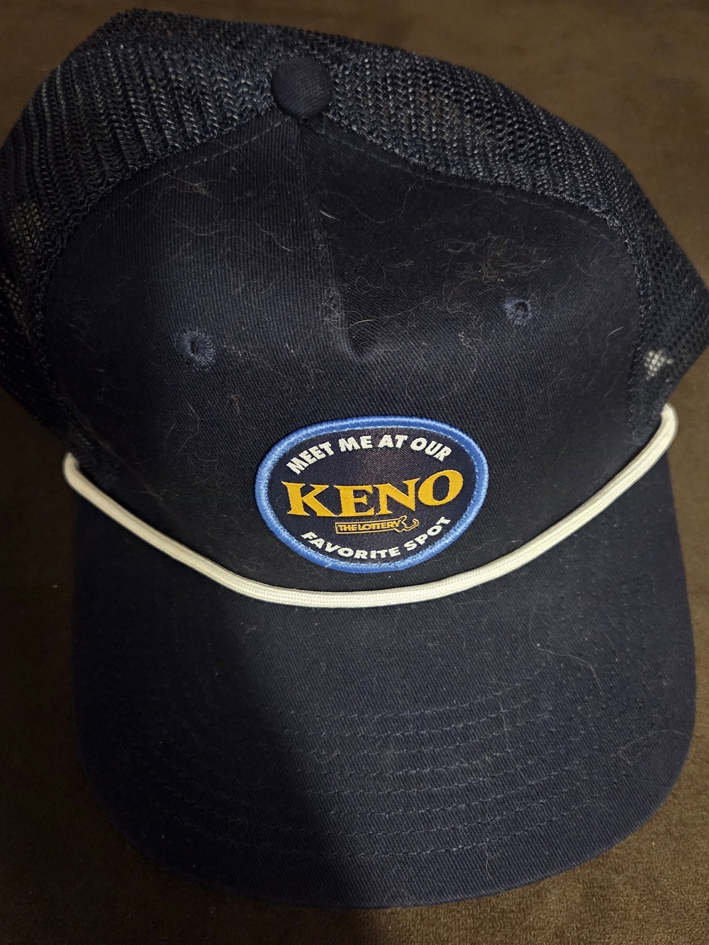 KENO Patch Trucker Hat in Navy with Yellow Logo NWOT